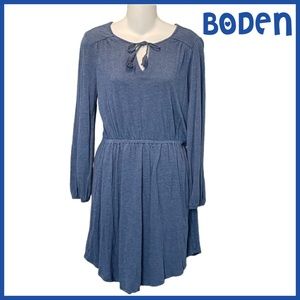 BODEN Women’s Blue Long Sleeve Jersey Casual Day Dress Linen Blend Size 6